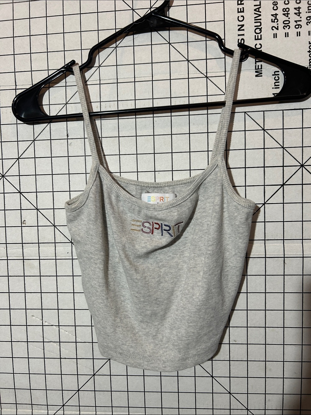 Esprit Light Gray Ribbed Spaghetti Strap Tank Top 90s